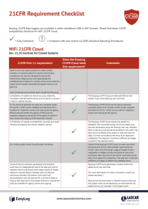 EasyLog 21CFR Software Requirement Checklist (WiFi)