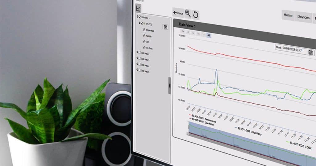 air quality monitoring data results on computer