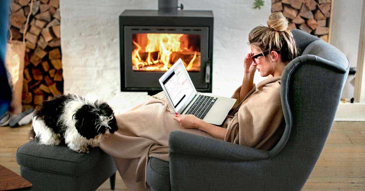 fire place with lady | carbon monoxide logger