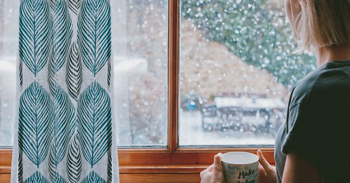 lady looking out the window